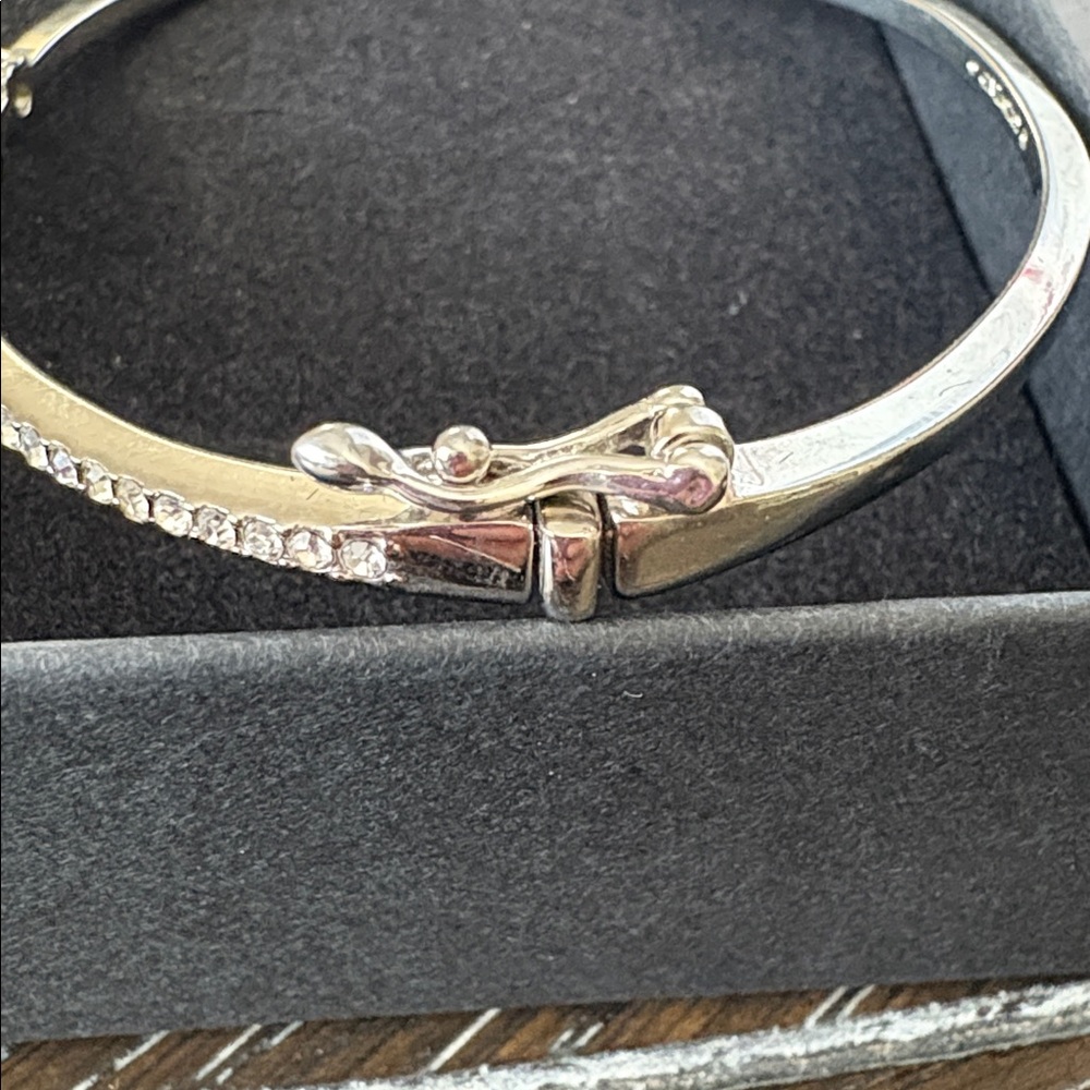 Silver Tone Givenchy Rhinestone Bangle Bracelet - image 2